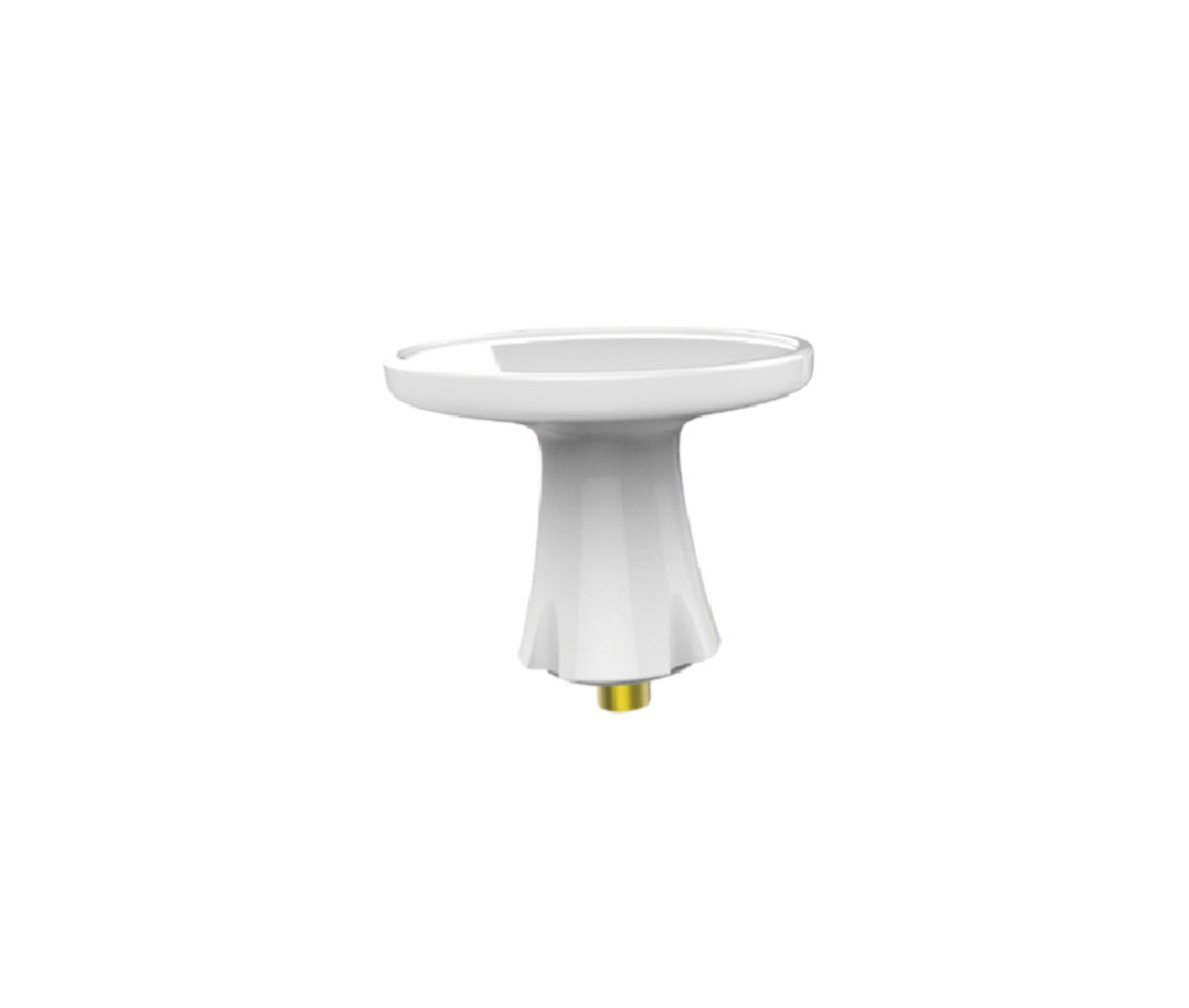 A white ceramic top with a flared base and a small gold fitting at the bottom designed for teh Dr Platon Cold Plasma System, shown against a solid white background.