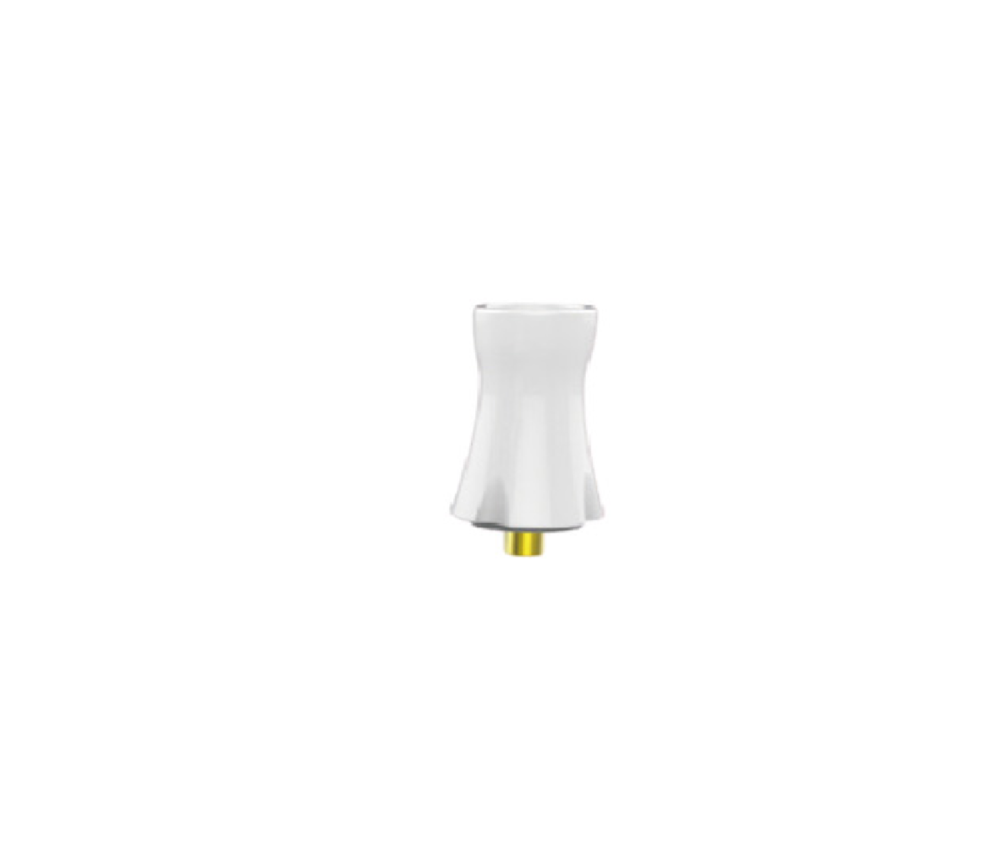 A white ceramic head  with a gold-finished base fitting used for the Dr. Platon Cold Plasma System, shown against a solid white background.