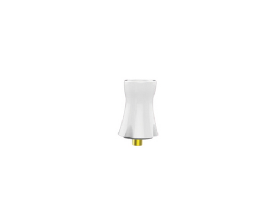 A white ceramic head  with a gold-finished base fitting used for the Dr. Platon Cold Plasma System, shown against a solid white background.