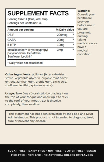 A supplement facts panel, showing the supplement name, serving size, nutrition facts table, ingredients, and usage instructions on a white background with a black footer bar.