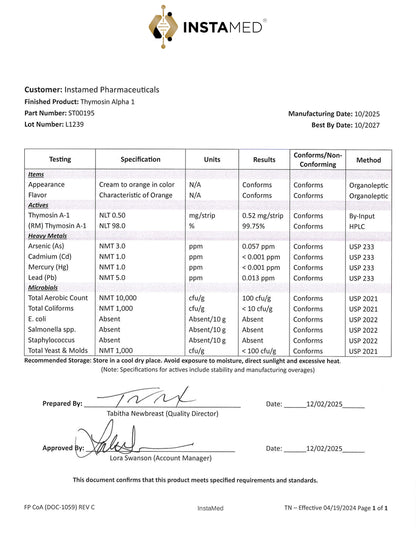 Thymosin Alpha-1 -- Immune -- Sublingual Peptide