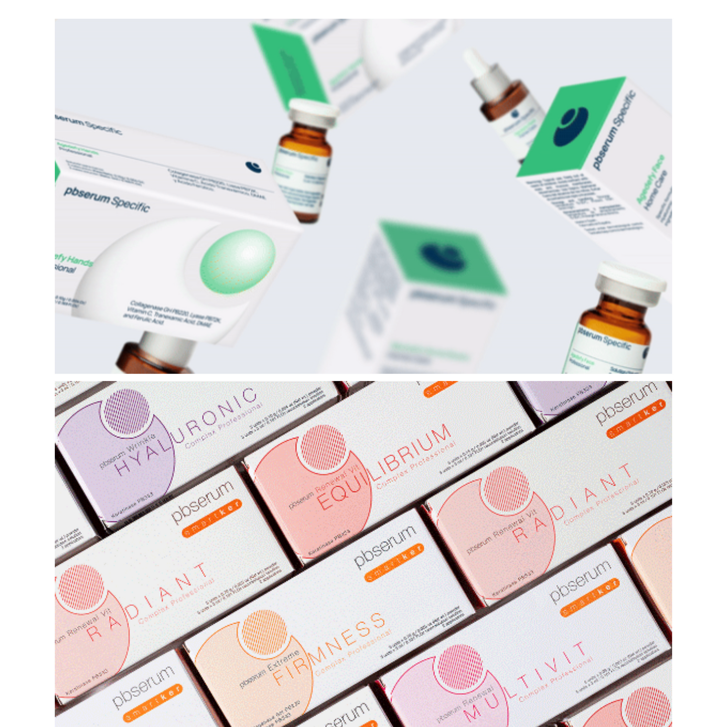 Cosmetic product packaging with various bottles and boxes on a white background